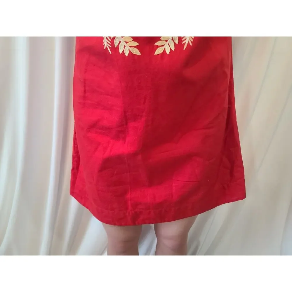 Free People Fleur Du Jour Embroidered Red Off Shoulder Mini Dress XS